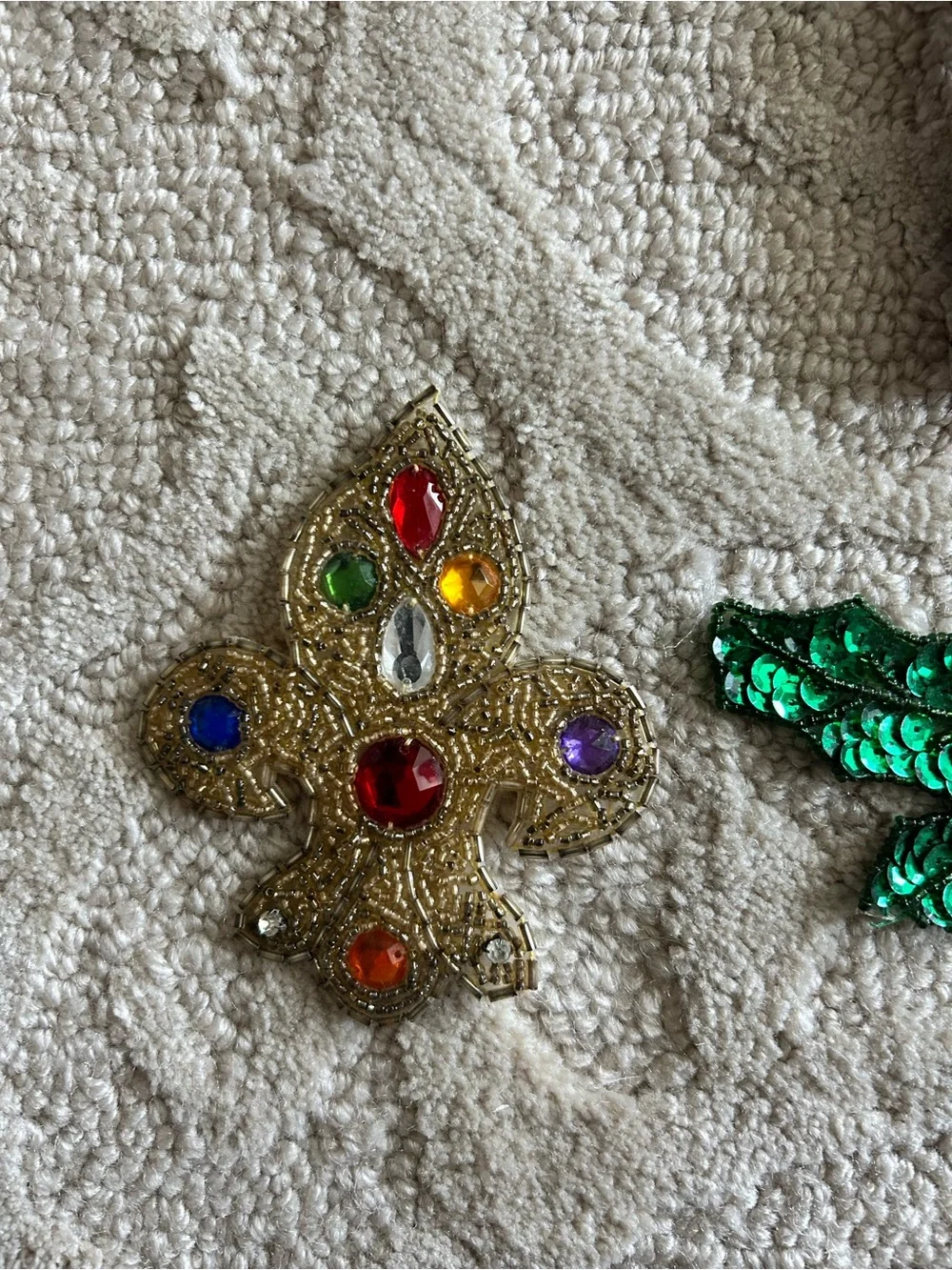 Vintage Sequin Beaded Christmas Ornaments 80s Set of 5
